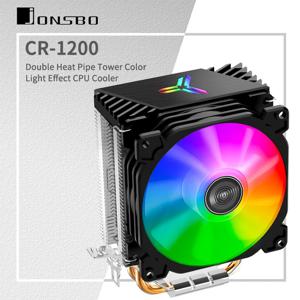 Jonsbo CR1200 CPU 쿨러 2 히트 파이프 타워 RGB 다채로운 조명 효과 LGA115X 775 AM4 용 9cm 팬
