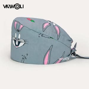 도매 인쇄 스크럽 캡 애완 동물 미용 작업 해골 모자 24 시간 배달 여성 스크럽 모자 액세서리