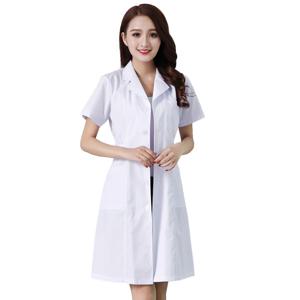병원 임상 유니폼 스크럽 실험실 코트 약국 반팔 간호사 의사 복장 의료 가운 여성 화이트 코트