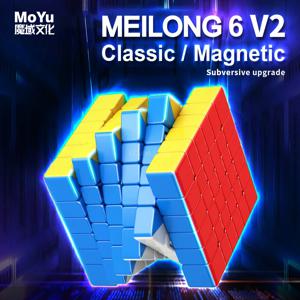 [ECube] MOYU MeiLong 6 V2 6X6 자기 매직 스피드 큐브 스티커가 없는 전문 Fidget 장난감 MoYu MeiLong 6 Cubo Magico