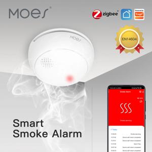MOES ZigBee 스마트 무선 연기 감지기 화재 85dB 사운드 알람 사이렌 센서 스마트 안전 보호 홈 주방 화재 앱 경고