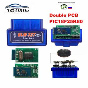 많은 ELM327 V1.5 더블 PCB PIC18F25K80 칩 블루투스 ELM 327 코드 리더 작동 안드로이드 obd2 진단 도구