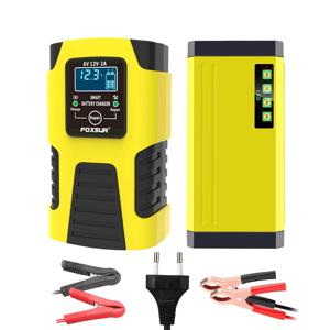 6V 12V 2A 자동차 배터리 충전기 EU 플러그 테스터 자동 스마트 디지털 LCD 디스플레이 전원 펄스 수리 도구 오토바이 액세서리