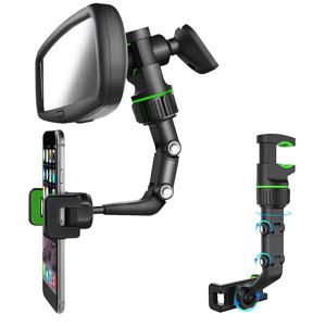 차량용 백미러 휴대폰 거치대, 360 ° 회전 및 개폐식, 다기능 백미러 거치대