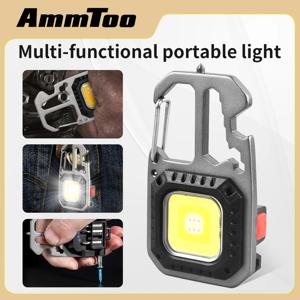AmmToo 초소형 미니 LED 라이트 충전식 키 체인 라이트 야외 캠핑 COB 작업 조명 휴대용 포켓 렌치 스크루 드라이버