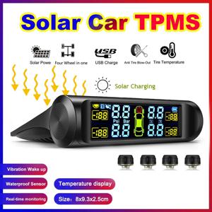 지능형 TPMS 태양 타이어 압력 모니터링 시스템 자동차 용 주차 센서 온도 타이어 공기압 게이지