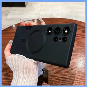 삼성 갤럭시 S22 S21 S23 S24 S25 울트라 플러스 Fe 매트 충격 방지 커버, 럭셔리 무선 충전 소프트 실리콘, 맥세이프 케이스