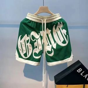 여름 농구 반바지 미국 거리 스포츠 바지 캐주얼 남성 의류 고품질 수 놓은 반바지 야외 패션 2024