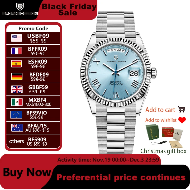 PAGANI DESIGN 2025 새로운 DD36 남성용 시계 톱 브랜드 럭셔리 기계식 자동 시계 남성 AR 사파이어 손목 시계 남성 10Bar ST16