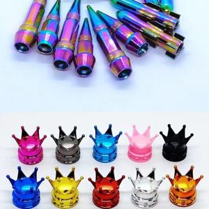 4pcs 알루미늄 또는 플라스틱 자동차 오토바이 자전거 트럭 휠 타이어 밸브 방진 밸브 캡 커버 림 밸브 스템 캡 Tornasol 색상