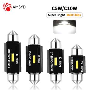 LED 신호 램프 CSP 1860, 1SMD 캔버스 전구, 31mm, 36mm, 39mm, 41mm, 꽃줄 조명, C10W LED 자동 인테리어 독서 돔 조명, 10 개