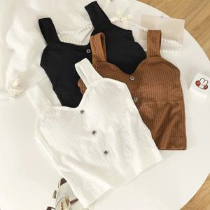 여성용 Y2K 크롭 탑, 브래지어 패드, 한국 코르셋 멜빵 조끼, 섹시 캐미솔, 슬림, 여름 신상