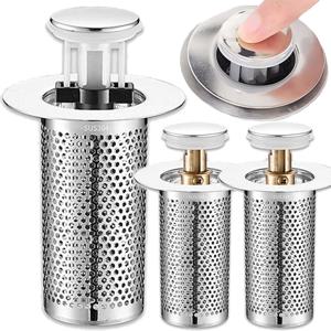 스테인레스 스틸 바닥 드레인 필터 홈 주방 욕실 싱크 배수 헤어 캐처 폐기물 플러그 필터 냄새 방지 팝업 바운스 코어