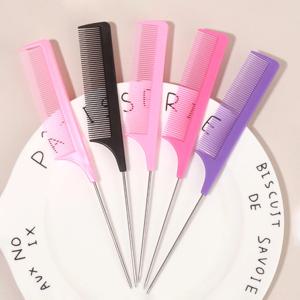 1pc 전문 지적 꼬리 빗 살롱 헤어 스타일링 스테인레스 스틸 정전기 방지 염색 헤어 빗 실제 머리 가발에 대한 특별