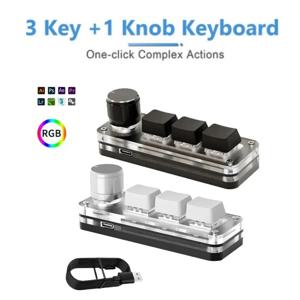 미니 키보드 3 키 1 손잡이 RGB 프로그래밍 매크로 기계식 키보드 게임 사용자 정의 스위치 Photoshop 용 휴대용 키패드
