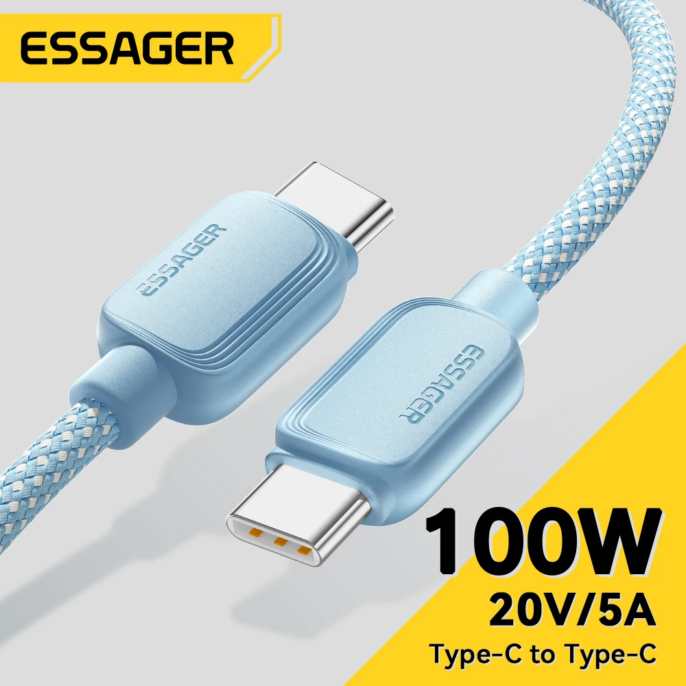 Essager 100W USB 유형 C-USB C 케이블 5A PD 고속 충전 케이블 유형 C 와이어 Xiaomi Samsung Huawei Oppo Oneplus Macbook iPad