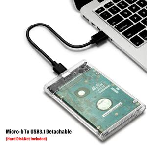 투명 외장형 하드 드라이브 케이스 2.5인치 HDD SSD 케이스 Micro-b-USB3.1 4TB 드라이브 하우징 호환 UASP SATA III 노트북