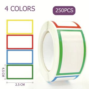 250pcs 방수 빈 자기 접착제 모듬 된 스티커 이동식 라벨 스티커 이름 태그 병 파일 문서 학교 용품