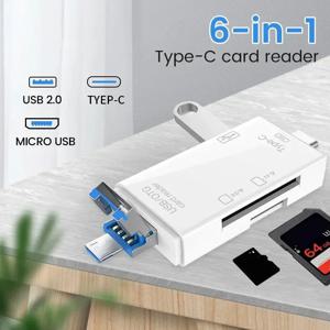 6 in 1 다기능 카드 리더 컴퓨터 모바일 OTG 컨버터, TF SD 변환 카메라, USB3.0 타입 고속 전송 어댑터
