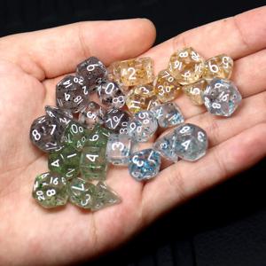 28pcs 4Set 미니 크기 아크릴 상감 금박 보드 게임 주사위 다면체 테이블 게임 주사위 롤 플레잉 RPG 주사위