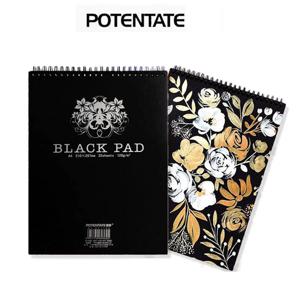 32 매 A4/A5 검정색 종이 스케치 드로잉 패드 120GSM 색연필, 흑연, 목탄, 파스텔 용 나선형 바운드 스케치북