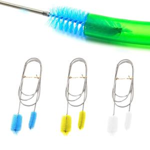 물 호스 용 수족관 청소 브러시 ​​릴리 파이프 에어 튜브 스테인레스 스틸 유연한 구부러진 튜브 더블 헤드 브러시 물고기 탱크 클리너