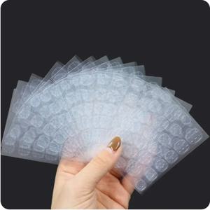 600PCS 양면 접착제 네일 스티커 접착 탭 방수 통기성 가짜 네일 접착제 스티커 젤리 거짓 손톱 팁