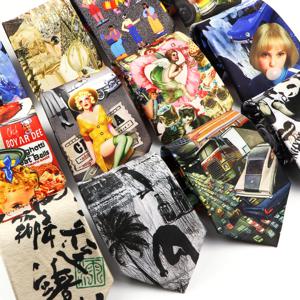 남성용 빈티지 모조 실크 넥타이, 낙서 그림, 꽃 넥타이, 웨딩 비즈니스 소프트 인쇄 넥타이, 수 선물, 8.5cm