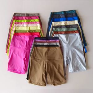 여성 스포츠 반바지 하이 웨이스트 요가 반바지 슬림 피트 엉덩이 리프트 체육관 러닝 고탄력 나일론 반바지