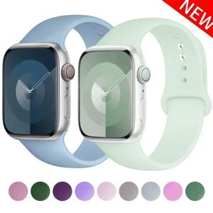 Apple Watch 스트랩 용 실리콘 밴드 44mm 45mm 40mm 41mm 42-38mm 45mm 스포츠 팔찌 iwatch 시리즈 8 7 6 5 4 3 SE 9 Ultra 2 49mm