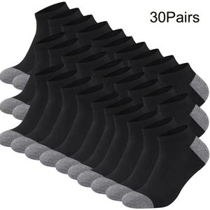 10/20/30pairs 남성용 컬러 블록 보트 양말, 패션 통기성 편안한 로우 컷 발목 양말, 남성용 양말