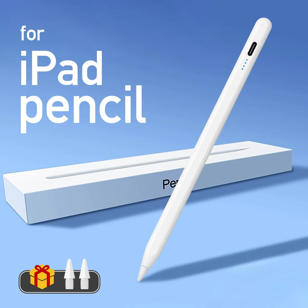 전원 표시기가있는 Apple Pencil 용 스타일러스 펜 2022 2021 2020 2019 2018 iPad 연필 용 팜 거부 터치 연필