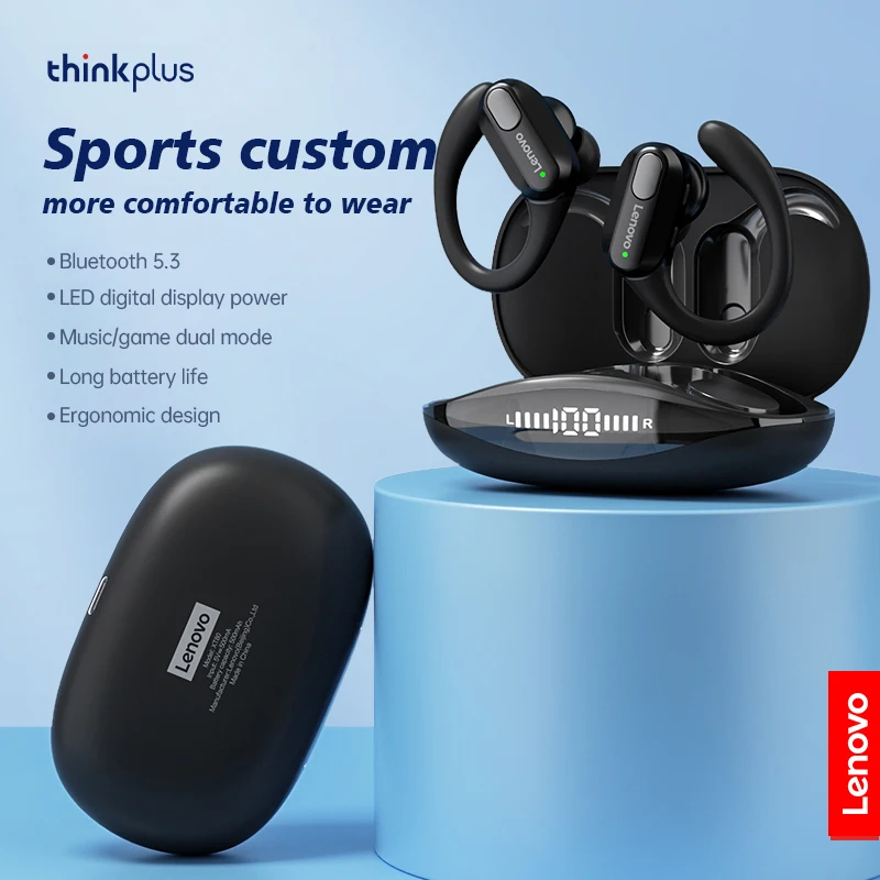 마이크, LED 전원 디스플레이, Hifi 스테레오 사운드 Bluetooth 5.3 TWS HeadphHeadphones가 포함된 기존 Lenovo XT80 스포츠 무선 이어폰