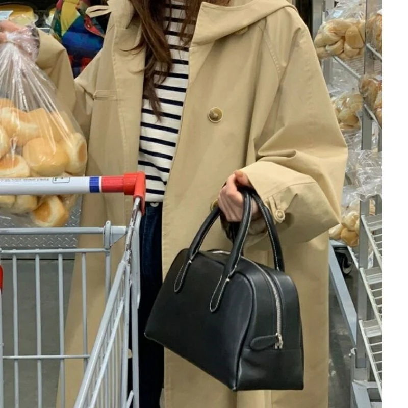 용수철 가을 여성 루즈핏 안감 아우터, 2024 여성 후드 바람막이 재킷, 신상 숙녀 패션, 긴팔 트렌치 코트