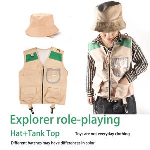 어린이 야외 모험 조끼 세트, 코스프레 롤 플레잉, 야외 모험가 성능 의류