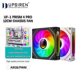 UPSIREN UF-1 프리즘 4 프로 컴퓨터 섀시 선풍기, ARGB 4 핀 PWM 저소음 냉각 선풍기, 12V 대용량 풍량 45.2CFM/600-1500RPM, 12cm