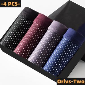 4 개/몫 남자 팬티 얼음 실크 속옷 통기성 여름 남자 반바지 복서 속옷 옴므 대나무 구멍 대형 2XL-6XL