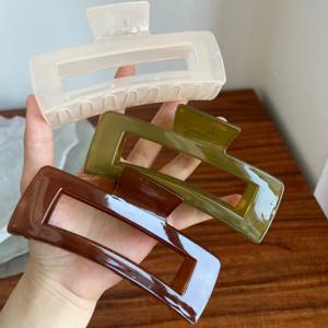 두꺼운 머리카락을위한 13CM 대형 클로 클립 여성 기하학 상어 클립 다목적 미니멀리스트 헤어 클립 발톱, 소녀 헤어 액세서리