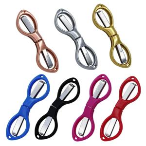 간단한 휴대용 접는 가위 솔리드 컬러 안경 모양 종이 커터 학생 수제 DIY 도구 학교 사무용품