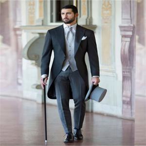 남성용 단추 세트 재킷, 스트라이프 바지, 포멀 웨딩 비즈니스 세트, 3 피스
