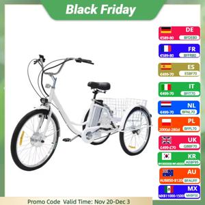 노인 36v 350w 24 인치 가족 전기 부스터 자전거 성인 이동식 배터리에 대 한 3 바퀴 전기 세발 자전거화물