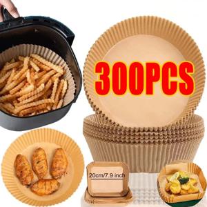 50/100PCS 에어 프라이어 일회용 종이 사각형 라운드 베이킹 종이 바베큐 플레이트 NonStick 매트 주방 오븐 오일 흡수 종이 도구