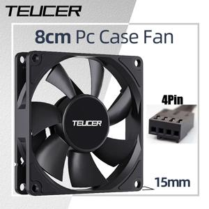 Teucer UT-8015 8CM 섀시 팬 슬림 15mm 두께 12V/4Pin PWM 유압 베어링 1200-3000rpm PC 케이스 냉각 인공 호흡기