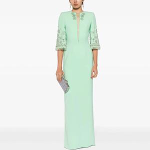 럭셔리 이브닝 드레스 저지 구슬 라인 석 긴 페르시 이브닝 가운 스트레이트 보석 긴 드레스 2024 여성 이브닝 가운