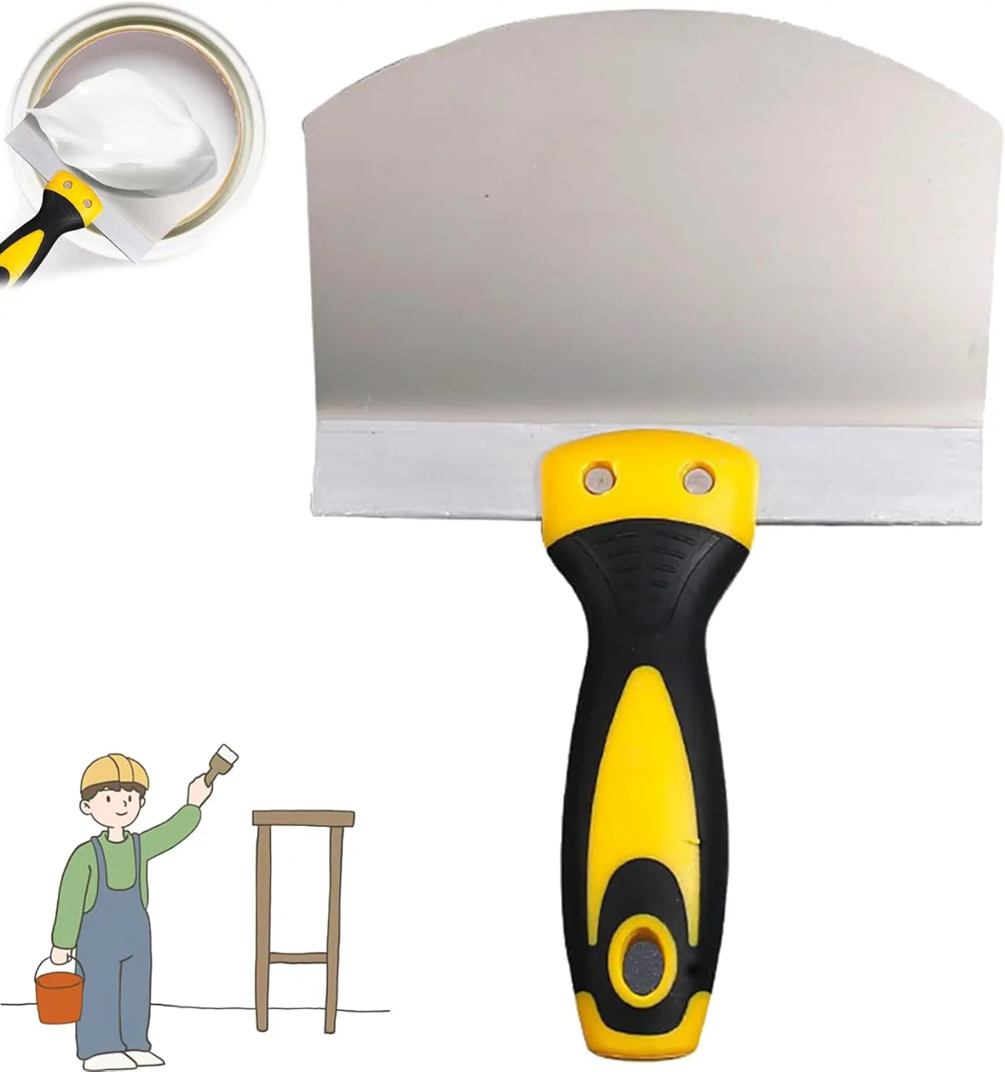 스테인레스 스틸 퍼티 나이프 스크레이퍼 페인트 필링 주걱 화가 도구 페인트 피드 필링 스크레이퍼 석고 용 스패클 나이프