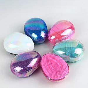 미니 Detangling 헤어 브러시 계란 둥근 모양 두피 마사지 헤어 브러시 얽힌 머리 빗 살롱 헤어 스타일 헤어 스타일링 빗 여행