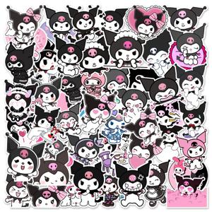 50Pcs Sanrio Anime Kuromi 스티커 노트북 스케이트 보드 기타 가방 오토바이 낙서 데칼 방수 카와이 스티커 장난감