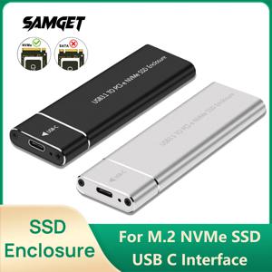 Samget NVME M.2 솔리드 스테이트 드라이브 외부 인클로저 2230/2242/2260/2280 M.2-USB C 케이스 M/M+B 키용 10Gbps 유형 A + 유형 C
