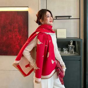 여성용 두꺼운 인조 캐시미어 블랭킷 스카프 따뜻한 파시미나 숄 겨울용 랩 2025 신상 프린트 판초 에샤르프 여성용 랩