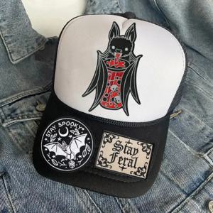 뱀파이어 박쥐 스테이 일반 할로윈 자수 패치, 다리미 바느질 패치, 의류 모자 가방 재킷 DIY 선물 접착 배지, 1PC